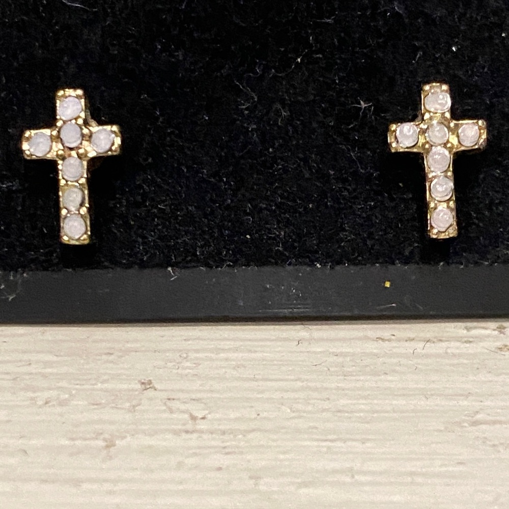 Elegant Dainty Gold Cross Stud Earrings